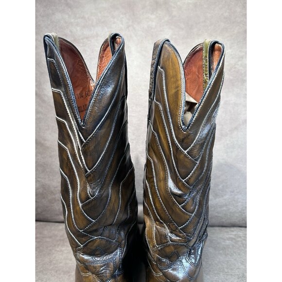 Vintage Loblan Cowboy Boots Men’s Size 9.5 – Tan Leather Harness Western Boots - Picture 14 of 16
